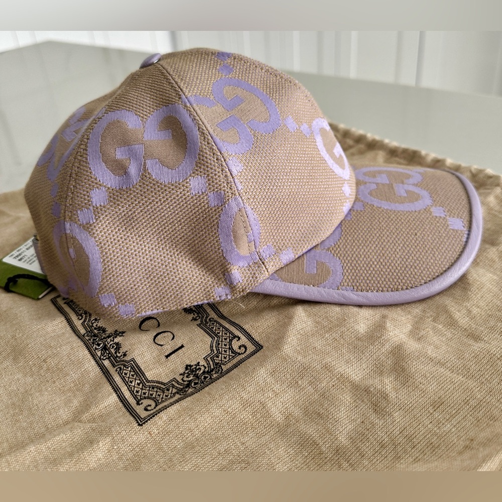 Authentic Gucci Beige and Lavender Logo Cap - Picture 4 of 10
